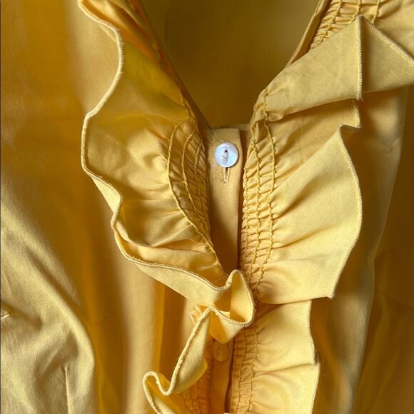 LOFT Women's Yellow Long Sleeve Ruffle Top - Picture 4 of 7